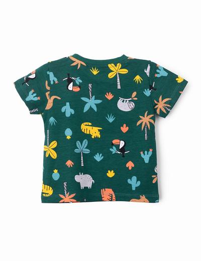 T-shirt niemowlęcy ciemnozielony z nadrukiem Safari