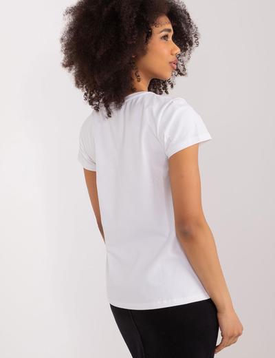 Bawełniany T-Shirt Z Haftem biały