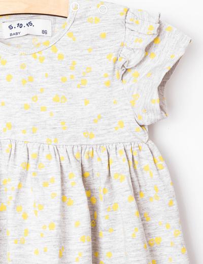 Sukienka niemowlęce szara w żółte serduszka