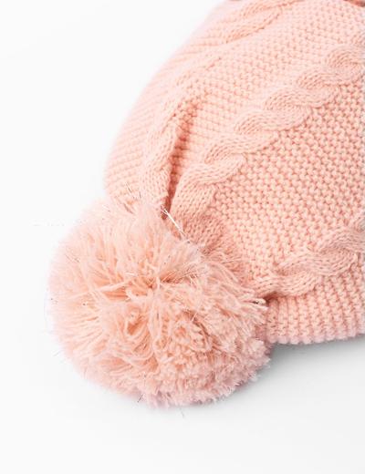 Czapka dla niemowlaka- różowa wiązana pod szyją