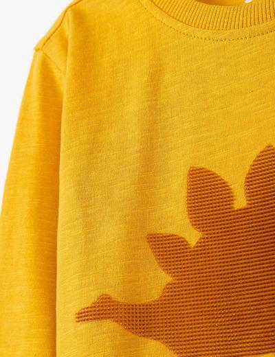 Bawełniana bluzka chłopięca z dinozaurem - żółta
