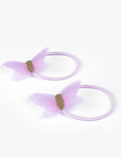 Gumki do włosów- różowe motylki