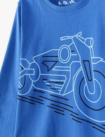 Bluzka chłopięca z długim rękawem- niebieska z motocyklem