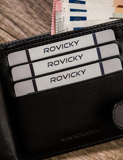 Elegancki portfel męski z dużą sekcją na dokumenty — Rovicky