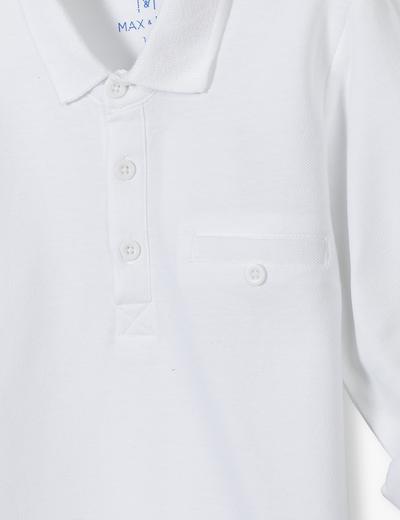 Biała bluzka polo bawełniana z długim rękawem