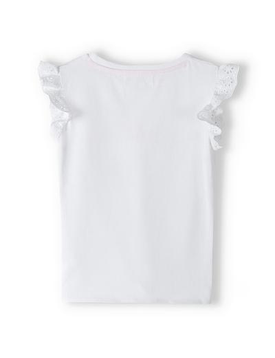 Biała bluzka dziewczęca z wiązaniem z przodu i falbanami