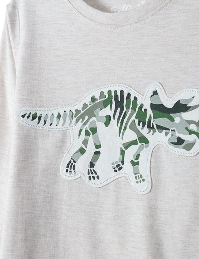 Bluzka chłopięca z długim rękawem w kolorze szarym z dinozaurem