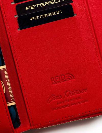 Czerwony portfel damski ze skóry ekologicznej - Peterson