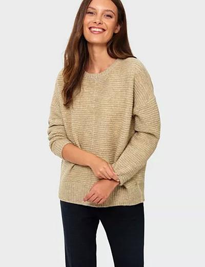 Sweter damski - beżowy w paski