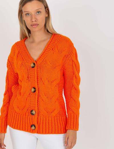 RUE PARIS Pomarańczowy sweter rozpinany z wełną Louissine
