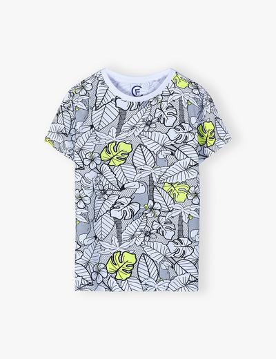 Bawełniany t-shirt chłopięcy w tropikalne wzory - ubrania dla rodziny