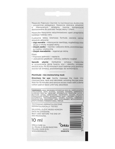 DERMIKA MASECZKA bionawilżająca Saszetka Nasycenie - 10 ml