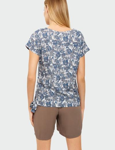 T-shirt damski na krótki rękaw z niebieskie kwiatki