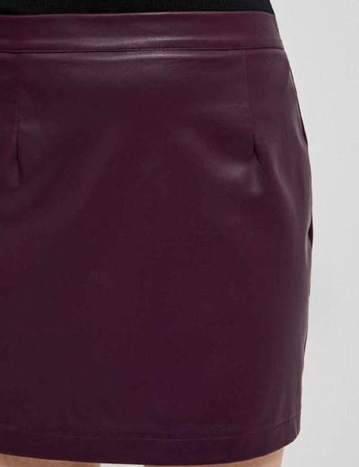 Fioletowa spódnica damska mini z imitacji skóry
