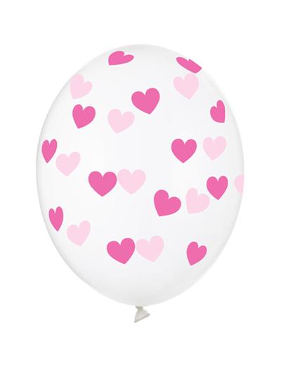 Balony 30 cm w różowe serduszka - Crystal Clear 50 sztuk