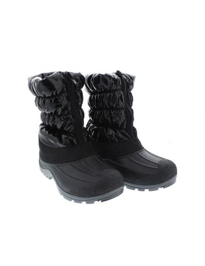 Buty zimowe dziewczęce czarne ocieplane z podeszwą antypoślizgową