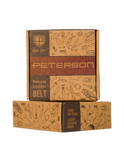 Męski pasek biznesowy brązowy z elegancką klamrą automatyczną — Peterson