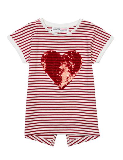 T-shirt w paski i cekinami dla niemowlaka- serce