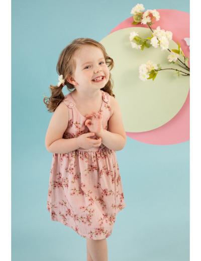 Bawełniana sukienka niemowlęca w kwiaty różowa