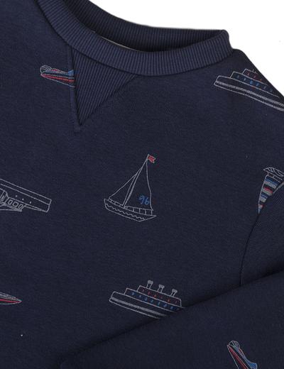 Granatowa bluza dresowa dla chłopca w łódki