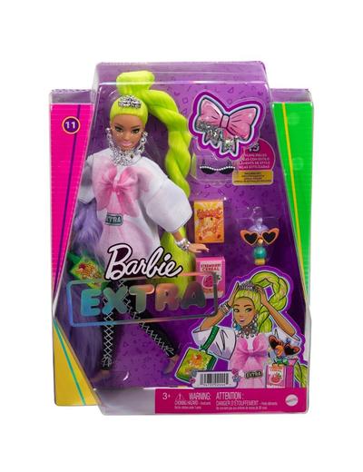 Lalka Barbie Extra  biała tunika / neonowe zielone włosy