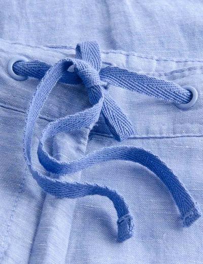 Niebieskie spodnie damskie z domieszką lnu