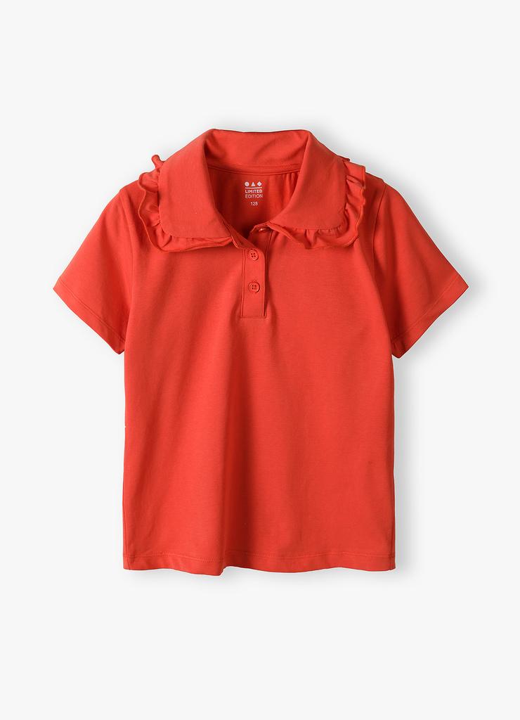 Czerwona koszulka dziewczęca z kołnierzykiem - Limited Edition