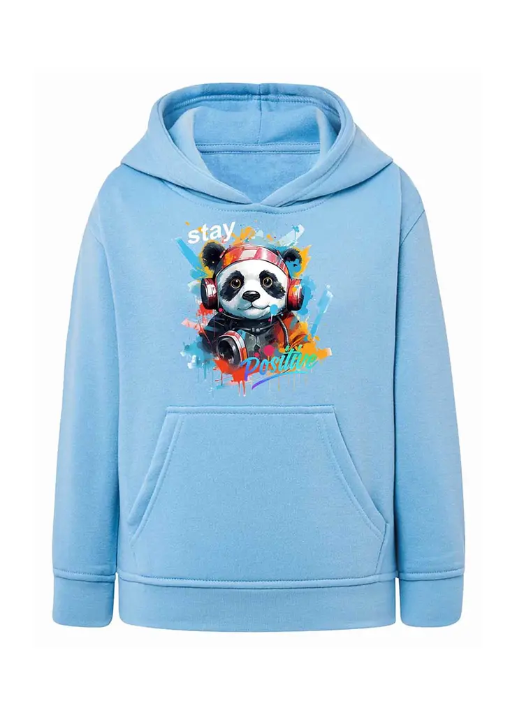 Błękitna chłopięca bluza kangurka z kapturem- Panda