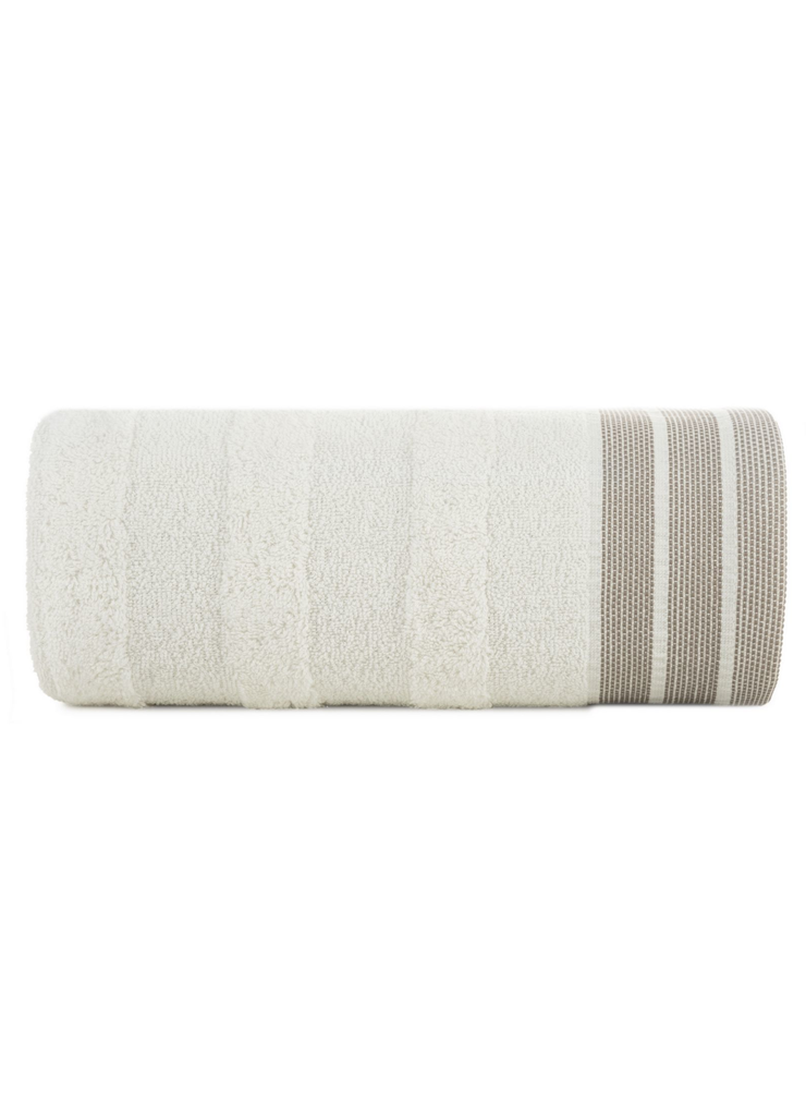 Kremowy ręcznik z ozdobnymi pasami 50x90 cm