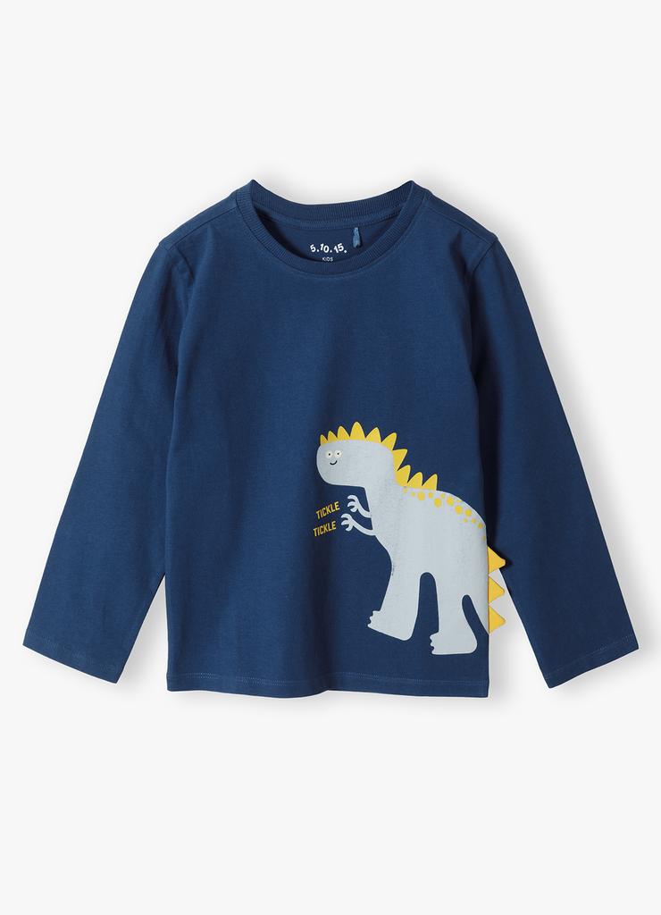 Bawełniana bluzka chłopięca z długim rękawem z dinozaurami