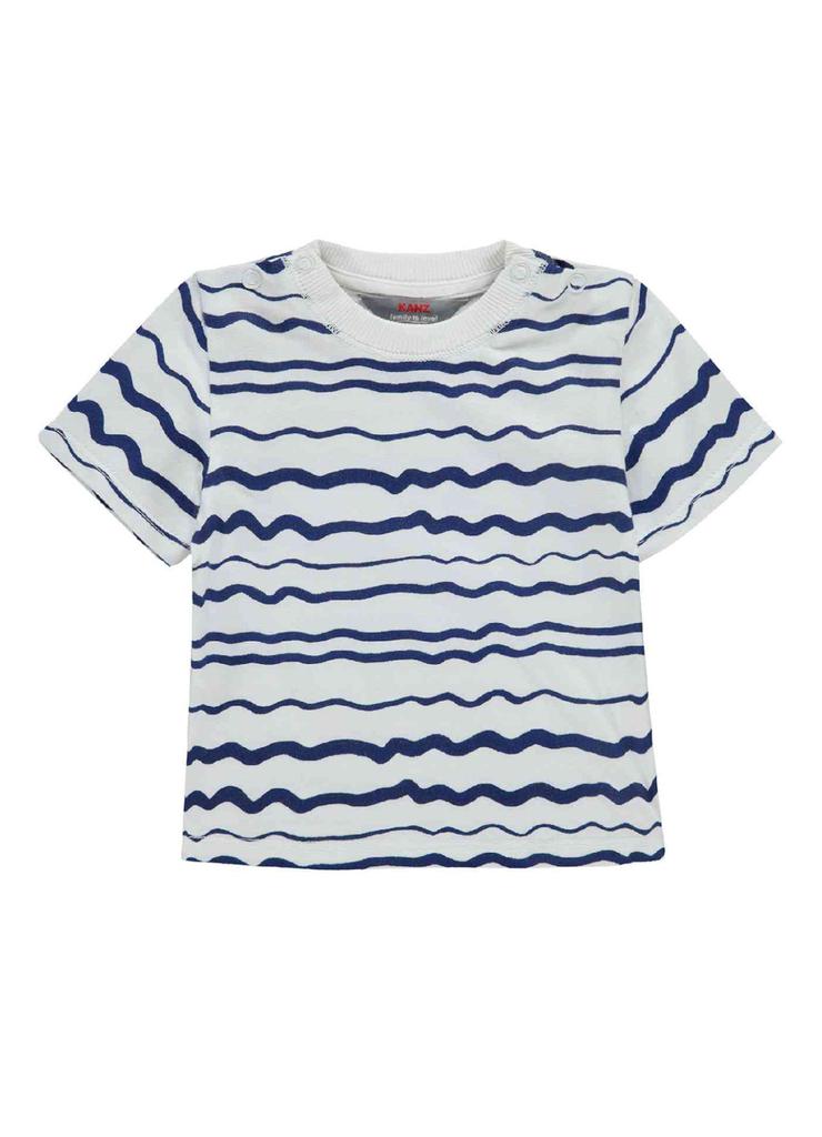 T-shirt chłopięcy niemowlęcy biało-niebieski paski