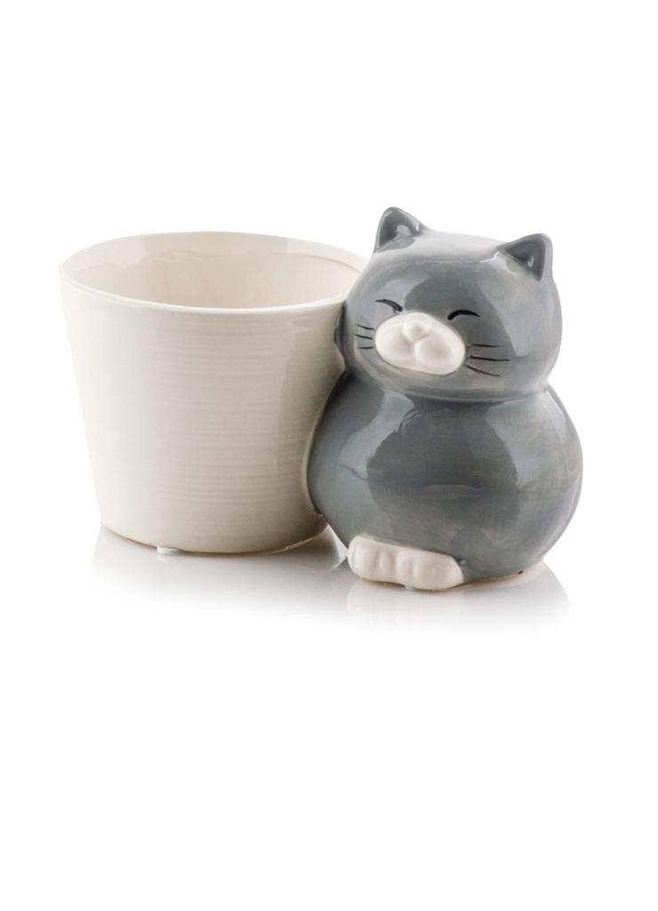 Donica ceramiczna szkliwiona z kotem