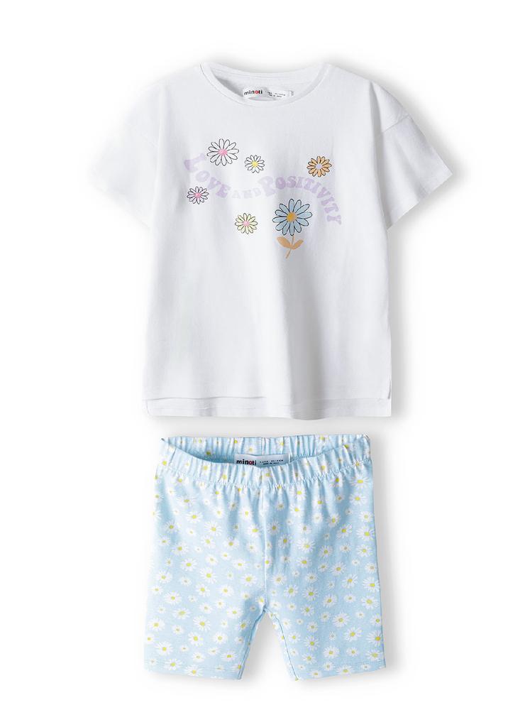 Komplet dla dziewczynki- t-shirt i krótkie legginsy w kwiatki