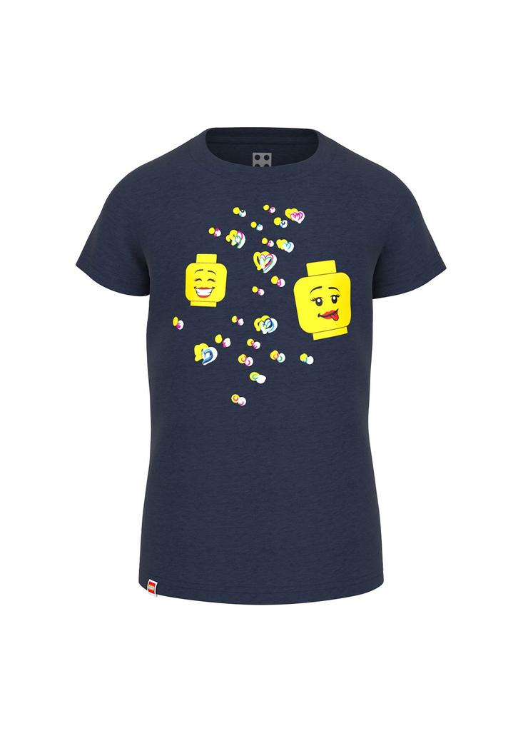 Koszulka LEGO® z nadrukiem minifigurek i serc - granatowy
