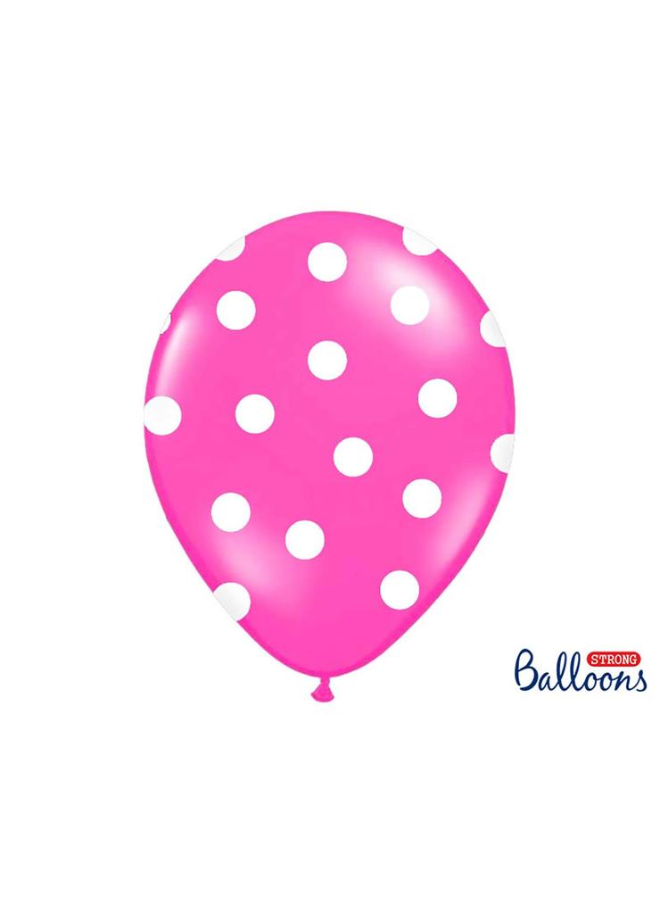 Balony 30 cm w białe kropki - Pastel Hot Pink 50 sztuk