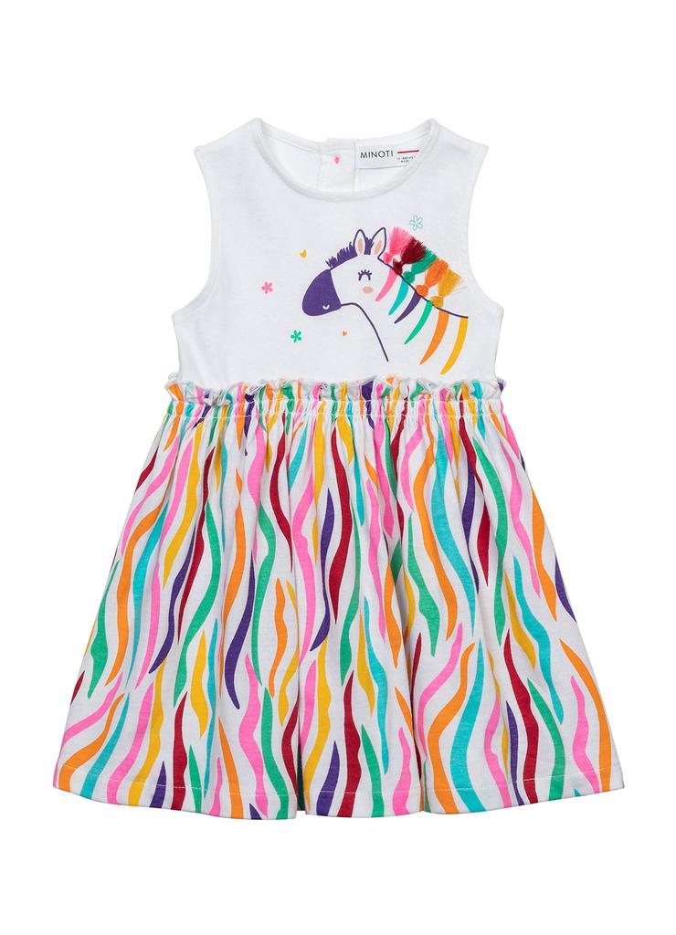 Kolorowa sukienka niemowlęca na lato bawełniana z zebrą