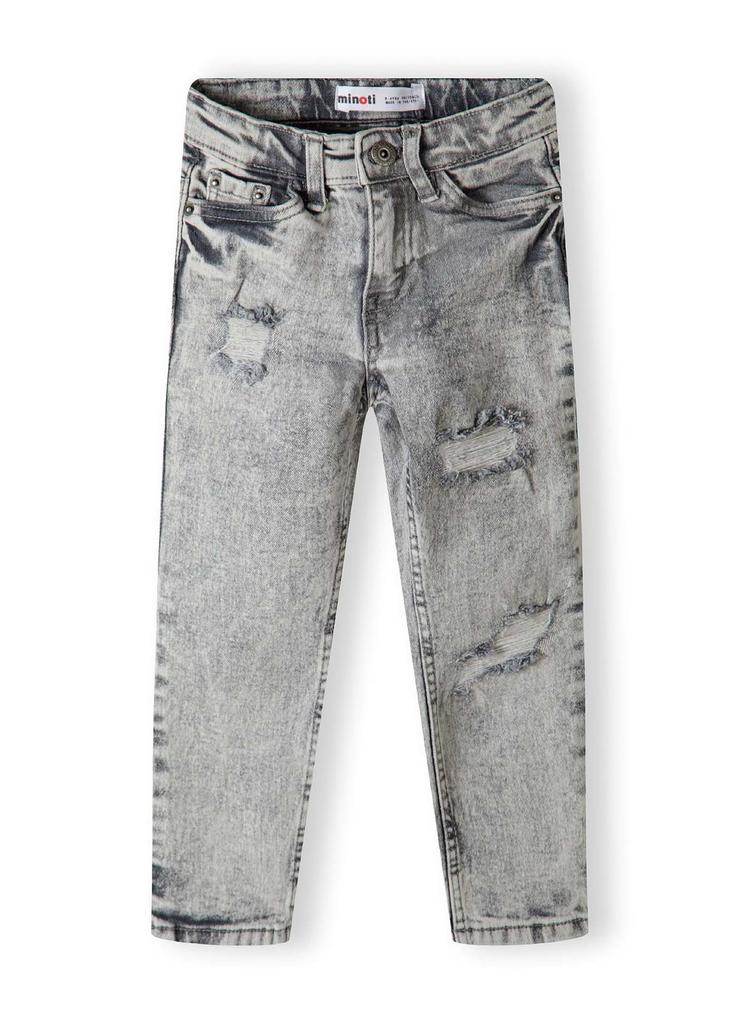 Stylowe chłopięce spodnie jeansowe szare z przetarciami