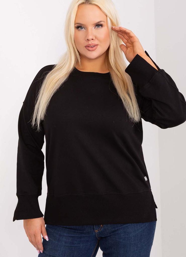 Czarna bluza damska plus size z rozcięciami na rękawach
