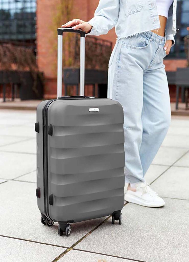 Średnich rozmiarów walizka szara z tworzywa ABS+ - Peterson