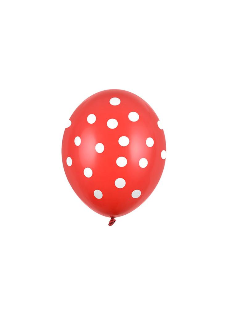 Balony 30 cm w białe kropki - Pastel Poppy Red 50 sztuk