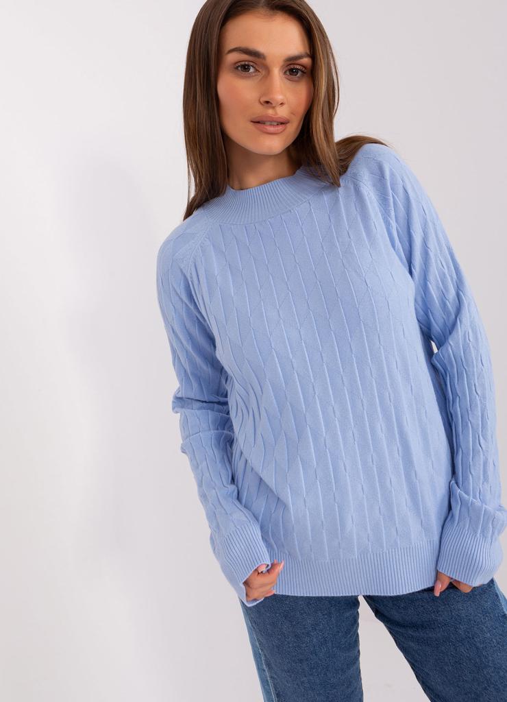 Jasnoniebieski sweter klasyczny z bawełną