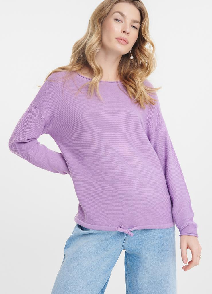 Sweter damski w strukturę fioletowy