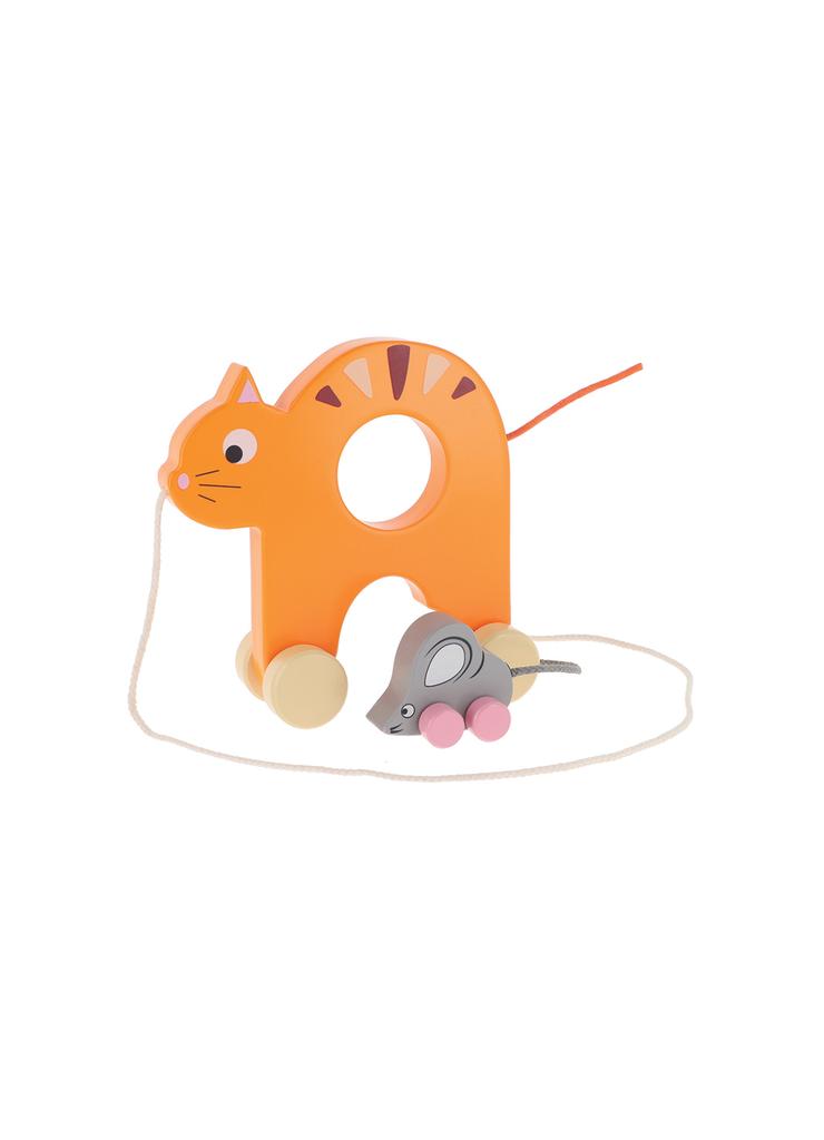 Zabawka drewniana - Kotek z myszką