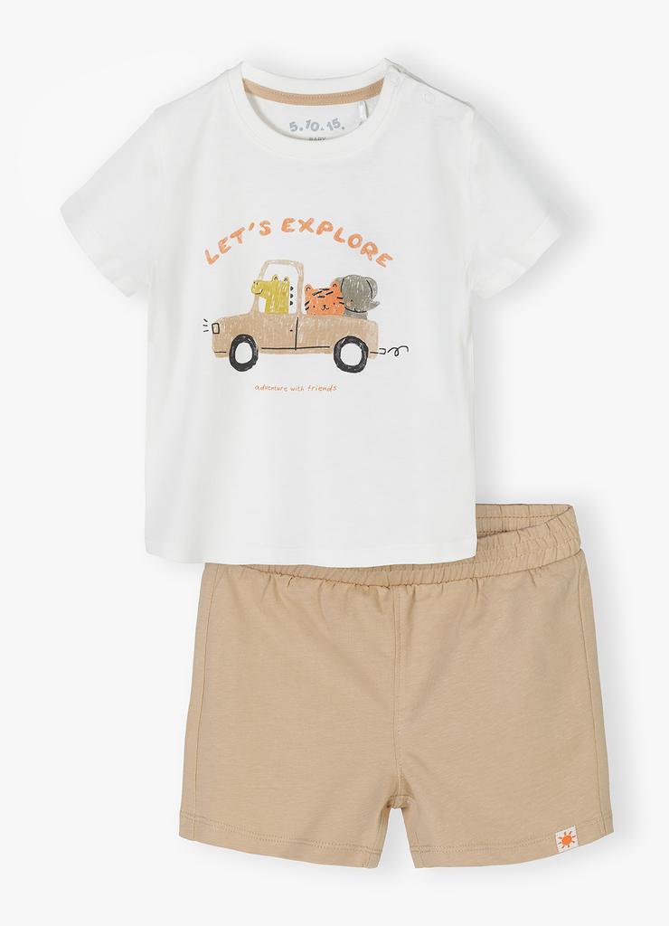 Bawełniany komplet niemowlęcy - t-shirt + szorty