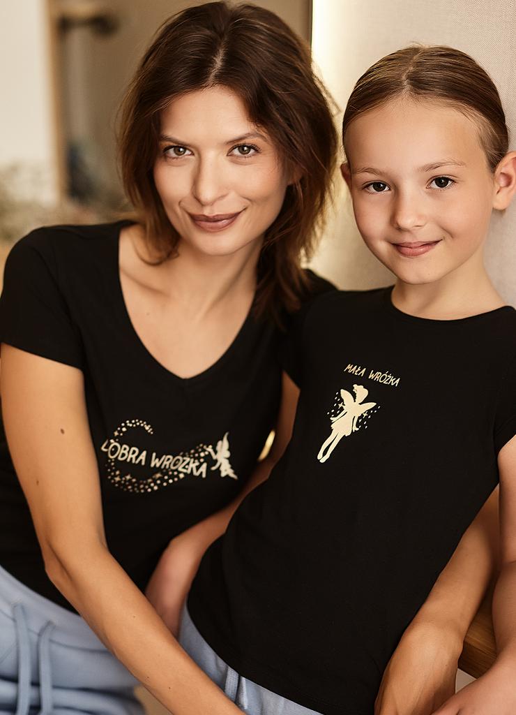 T-shirt dziewczęcy z napisem Mała Wróżka czarny