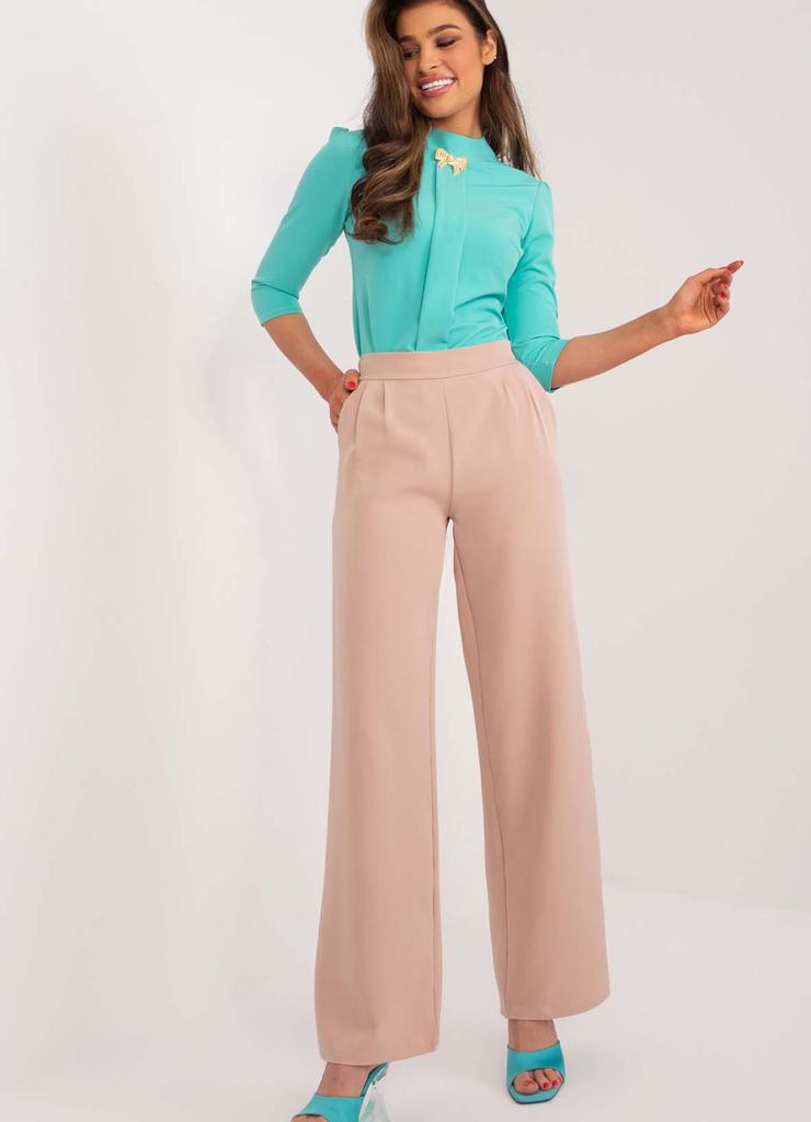 Camelowe spodnie  damskie materiałowe eleganckie