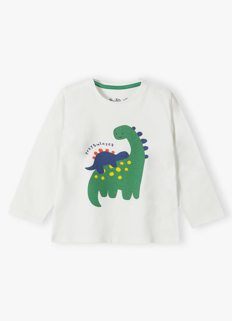 Biała bawełniana bluzka niemowlęca Dino