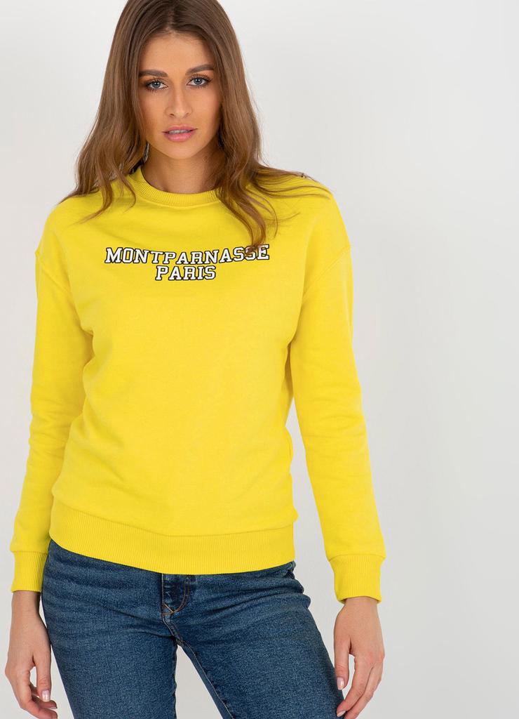 Żółta dresowa bluza bez kaptura z napisem
