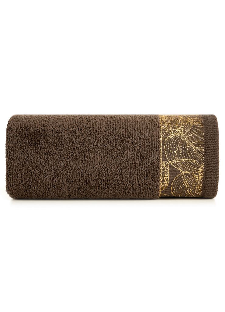 Brązowy ręcznik ze zdobieniem 50x90 cm