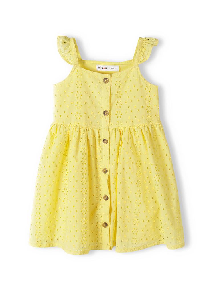Żółta sukienka niemowlęca haftowana na ramiączkach